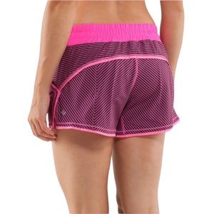 Lululemon Shake & Break Tracker Hyper Stripe Pink Shorts